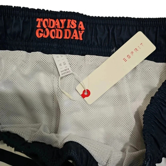 Esprit Men Size Medium UK Large Deadstock Vintage White Blue Striped Swim Trunks - Picture 5 of 7